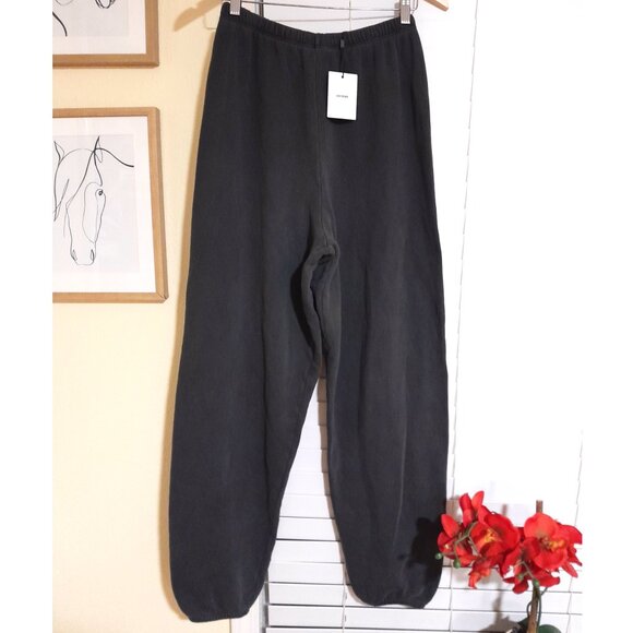 NWT Joah Brown Women's Acid Wash Black sz Small Medium Baggy Sweat Pants - Picture 2 of 7